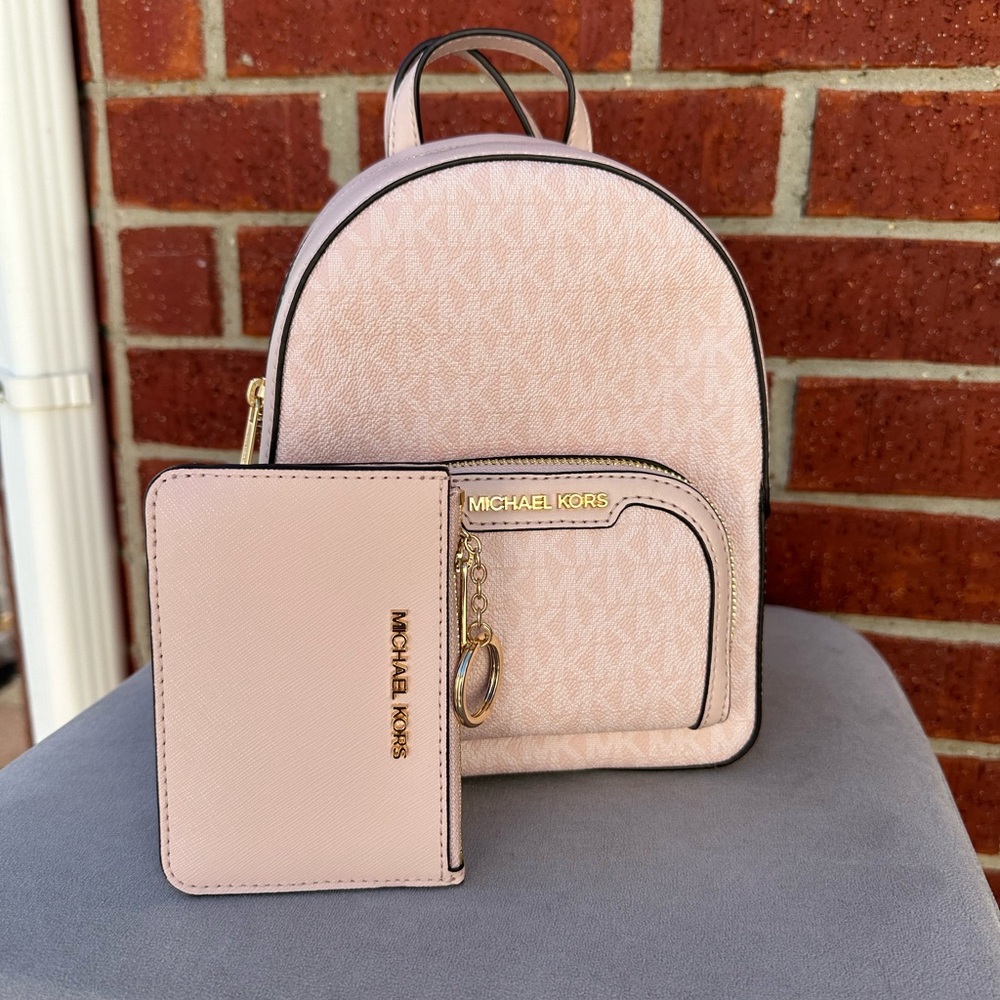 Michael Kors Pink Backpack and Wallet Set
